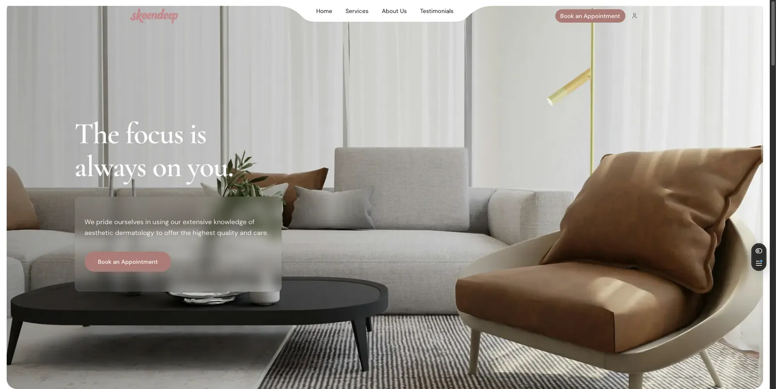 Skeen Deep: “A site for my esthetics clinic: treatments, bookings and skincare advice.”, built with StoreFactory